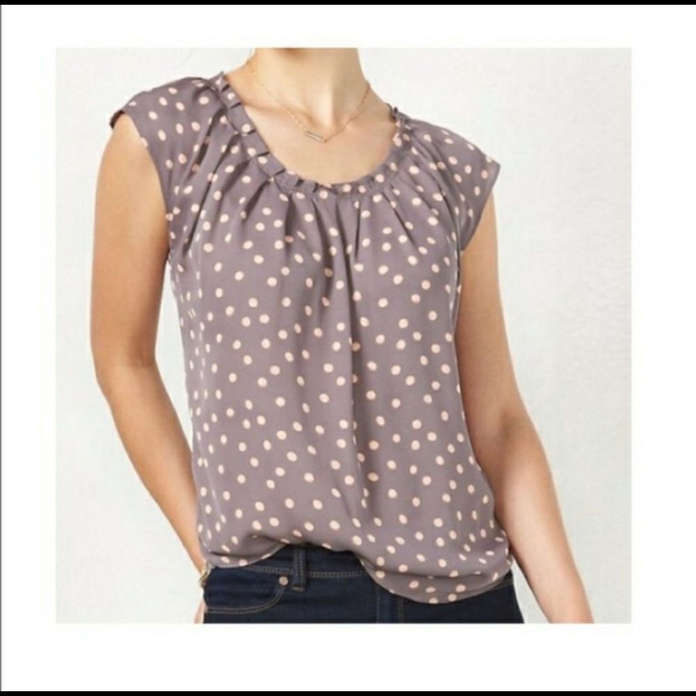 LC Lauren Conrad polka dot blouse with tie back XS